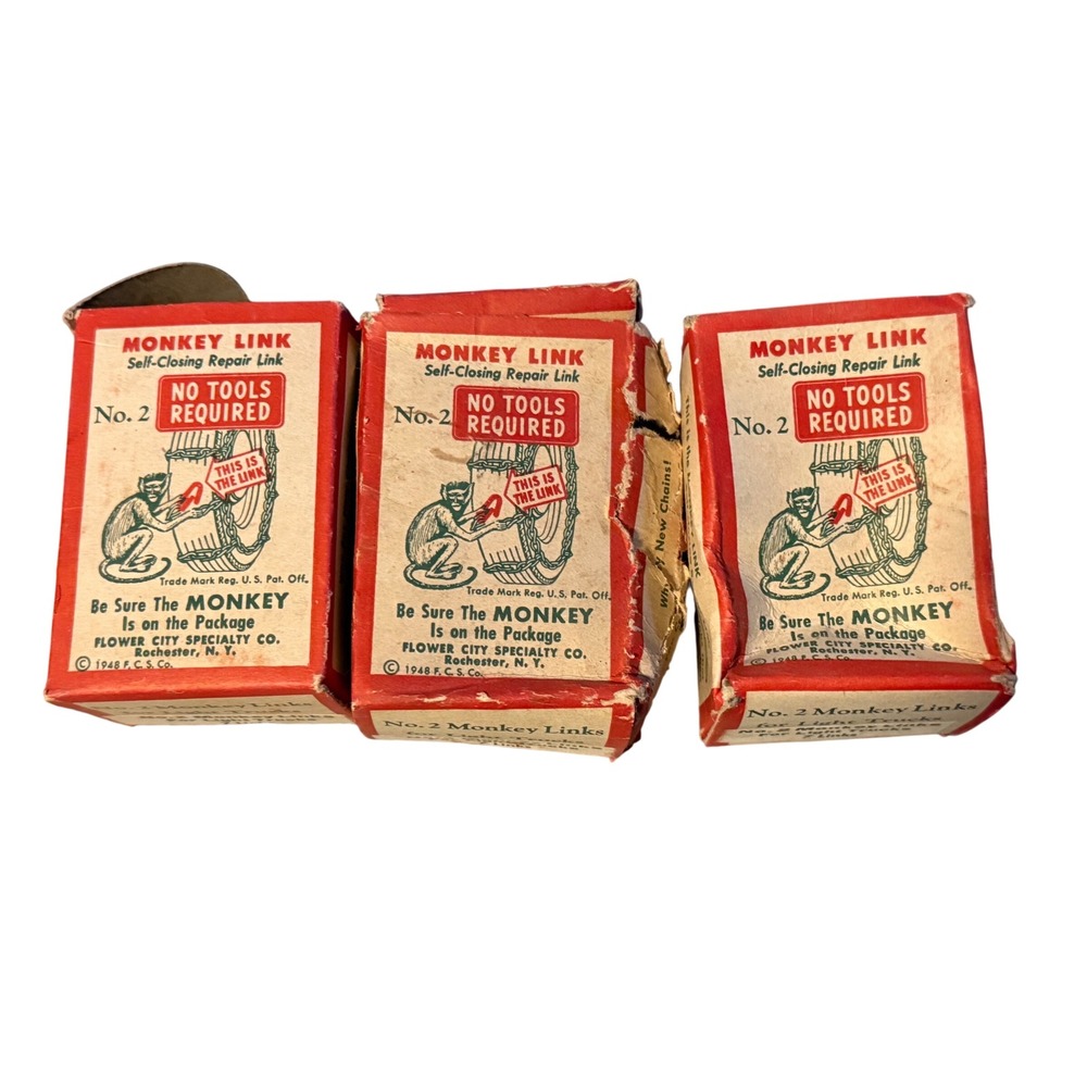 Vintage Monkey Link No. 2 Self-Closing Repair Links Light Truck 1948 3 Boxes